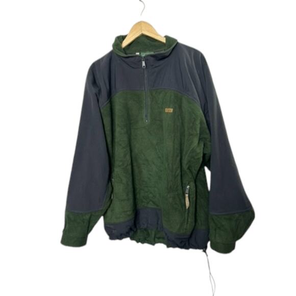 ORVIS Polartec Navy Blue & Green Fleece Long Sleeve 1/4 Zip Pullover Men's XL - Picture 2 of 8